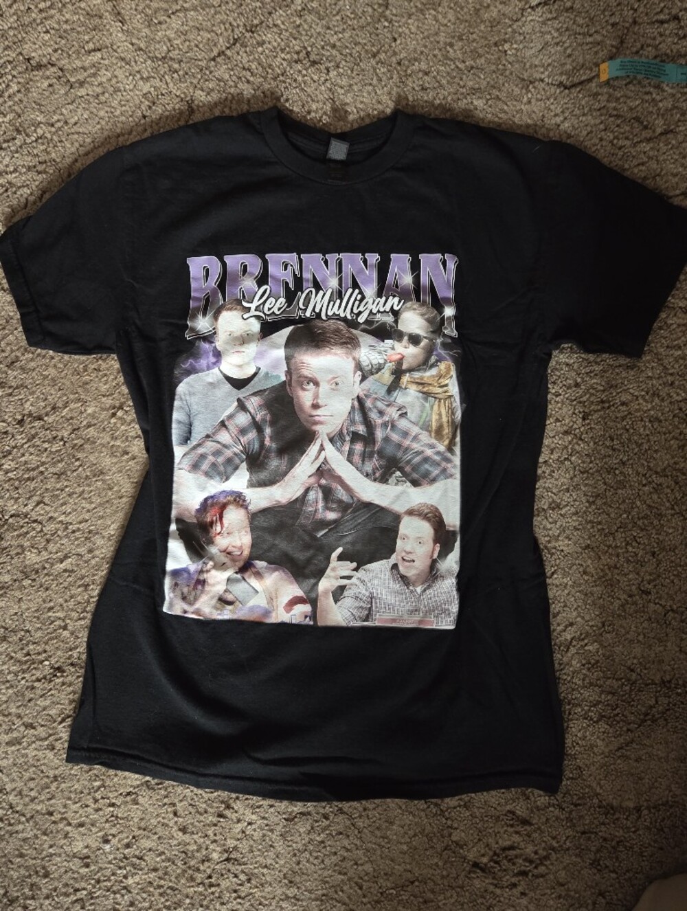 Gildan Black Graphic Short Sleeve Tee with Purple Lettering
